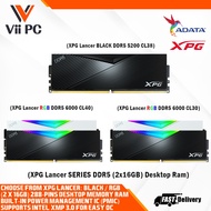 ADATA XPG Lancer Black 32GB DDR5 5200 CL38/ADATA XPG Lancer RGB 32GB DDR5 6000 CL40 CL30, (2x16GB) Desktop Memory RAM