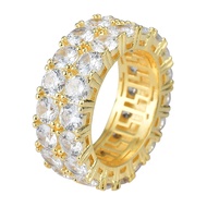 Hip Hop Ring Street Wear Men Hip Hop Ring Micro-Inlaid Zircon Double Row Zircon Ring Ring Accessorie