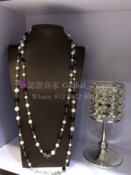 紫鑽🌟誠信商家🌟💜全新Chanel 雙C logo珍珠黑珠長項鍊 合金珍珠
