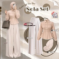 One Set 3 in 1 (Blouse + Pants + Bella Square) Hijab Outfit Body FitWanita - GNK169