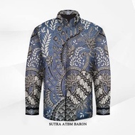 PREMIUM kemeja pria Batik Tulis Asli Bahan Sutra ATBM Baron original Motif sogan