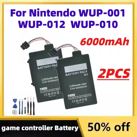 2PCS 3.6V 6000mAh Wii U Gamepad Battery Replacement for Nintendo WUP-001 WUP-012 Compatible with WUP