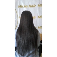 wig rambut asli 100 % panjang 60 cm belahan bebas (mono hair wig)