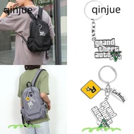 QINJUE Key Holder, 5 Star Muti GTA V Grand Theft Auto Game PS4 GTA5 Keychain, Metal Key Chain Fans G