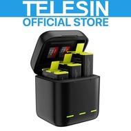 TELESIN Battery Charger Storage Box Charging Kit for GoPro HERO 12 11 10 9 BLACK