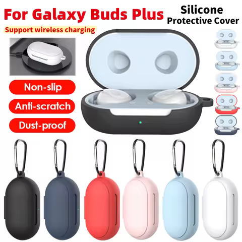 For Galaxy Buds Plus Silicone Protective Case Cover with Keychain Anti-fall Lightweight Precise Fit 