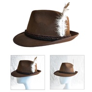 Hot Women Men Feather Fedora Hat for Wedding Party Elegant Lady Photo Hat