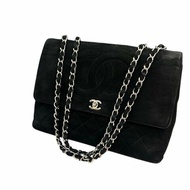 Chanel香奈兒雙C扣菱格紋黑銀貝嫂鏈條包