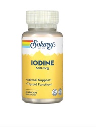 [ ไอโอดีน ]  Solaray Iodine 500 mcg x 30 แคปซูล (VegCaps)