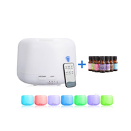 AUXOM Humidifier Aroma Terapi Diffuser 500ML+Essential Oil Remote Control 7 LED Light Air Purifier