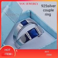 (Dark Blue)Original 925 silver Dark Blue Stones Couple Ring / Unisex (cincin perak 925)