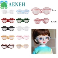 AENEH Transparent Plastic Glasses, Doll Accessory Transparent Round Transparent Glasses, Doll Eyegla