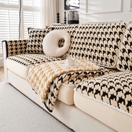 【READY STOCK】Plush Check Sofa Cover 1 2 3 4 Seater L Shape High-end Anti Slip Sofa Cushion Mat Sofa Towel Slipcover