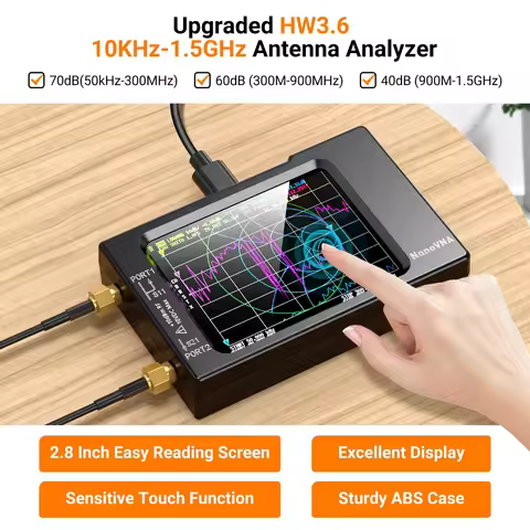 NanoVNA-H 2.8“ Touch Screen V3.6 Vector Network Antenna Analyzer 10KHz-1.5GHz MF HF VHF UHF W/ Shell