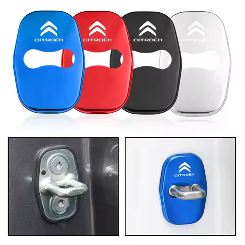 Anti-Rust Metal Car Door Lock Covers 4PCS Stickers, Designed for Citroen C4/C3/C5/C1/C2/Berlingo/Pic