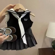 【晨曦旗舰店】 新款女童夏装套装儿童夏季女宝宝韩版洋气背心+半身裙两件套The latest fashionable online celebrity girls' short-sleeved ski