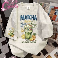 Cupids Vintage Matcha Delicate Flavor PrintImitation embroidery Effect Neutral Streetwear