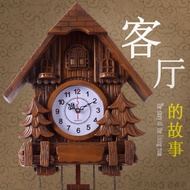 Qiaohu Wall Clock Mute Imitation Wooden Wall Clock Creative Wall Clock Art Window Creative Timekeeping Living Room Cuckoo Clock Cuckoo Bird