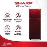 Sharp Kulkas 2 Pintu Shine Glass Series SJ-246XG Red