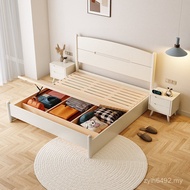 Nordic Real Cream Storage White Wooden Bed Simple Double Bed Bed Bed Master Box 1.5m 1.8m Modern Sty