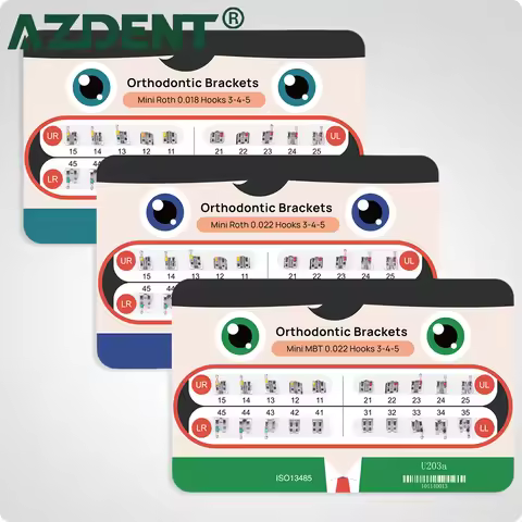 5 Packs AZDENT Dental Metal Brackets Braces Orthodontic Mini Roth/MBT 345 Hooks MIM Monoblock Bracke