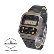 [Watchspree] Casio Vintage Style Digital Grey Ion Plated Stainless Steel Band Watch A100WEGG-1A2