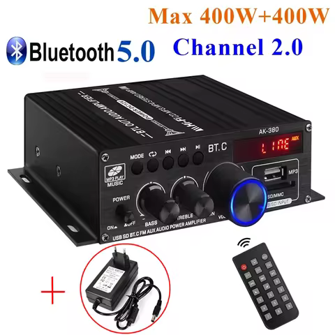 Auto-partner AK380 Max 200Wx2 Mini Audio Power Amplifier, RMS 40Wx2 2.0 CH Bluetooth Receiver Speake