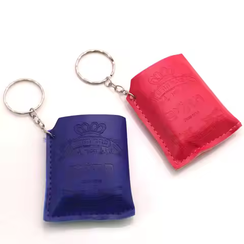 Leather Tehillim keychain packet size book of psalms pink and blue color Leather Tehillim Hebrew key