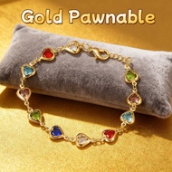 Heart Bracelet 18k Gold Pawnable Bangle 18k Saudi Gold Bracelet for Woman Non Tarnish