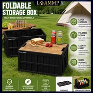 Multi-purpose Storage Crate Foldable Storage Box with Wooden Lid Portable Organizer Plastic Box