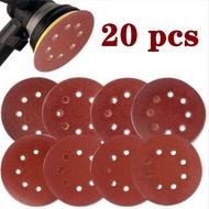20pcs 5 inch 125mm 8holes Aluminium Oxide Corundum Sand Orbit Orbital Sanding Velcro Disc Paper 60-1