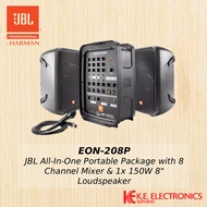 JBL EON208P All-In-One Portable Package with 8 Channel Powered Mixer & 2x 150W 8-Inch Loudspeaker
