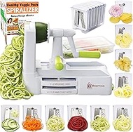 Brieftons 10-Blade Vegetable Spiralizer: Strongest-Heaviest Duty Spiral Slicer, Best Veggie Pasta Sp