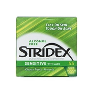 🍀จัดส่งอย่างรวดเร็ว🍀 Stridex Strength Medicated Pads Maximum Stridex Medicated Pads Sensitive 55แผ่น แผ่นแต้มสิวปราศจากแอลกอฮอล์ การดูแลสิว