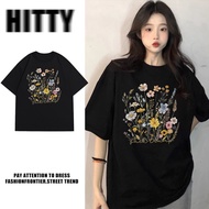 HITTY100%Cotton unisex T-shirt woman t shirt oversize korean style woman baju wanita oversized shirt