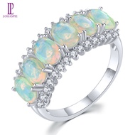 Lohaspie Jewelry Genuine 1.8 Carats Ring Silver 925 Original Natural Opal Ring Real Gems Stone Ring 