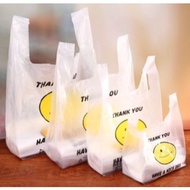 50Pcs Thank you Printed Plastic Bag Smile Face Plastic Bag Sando Bag Transparent 50pcs Smiley Bag