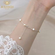 （Jump） ASHIQI Natural Freshwater Pearl 4-5 mm Mini 925 Sterling Silver Chain Bracelet Jewelry Gift for WomenFine Bangle Bracelets，AccessoriesFine Bangle Bracelets，Accessories
