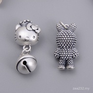 Handmade S999 Hard Hand Rope 3D Necklace KT Cat Braided Silver Accessories Rabbit Pure Silver Pendan