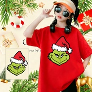 Cozy Family Merry Christmas Grinch T-shirt Baju Adults Kids T-shirt Cute Christmas Short Sleeves Shi