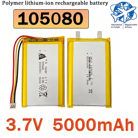 105080 3.7V 18.5Wh Lithium Polymer Replacement Lithium Rechargeable Battery 5000mAh 3-Wire JST 3Pin