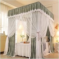 Green bed canopy mosquito net With bracket, Dustproof and blackout romantic bedroom decorative bed c