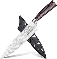 XYJ Professional Chef Knife,8 Inch,Stainless Steel Japanese Chef Kitchen Knife With Cover,Laser Dama