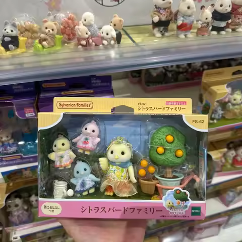 Sylvanian Families Blind Keychain Aceessories Figures Original Toys Girls Citrus Bird Family Dollhou
