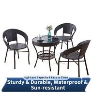 Balcony table and chair set Rattan chair three-piece set Small table Tea Table  Armchair Courtyard c