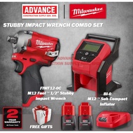 MILWAUKEE M12 Stubby Impact Wrench Combo Set RM1430 ( FIWF12-302B Stubby Impact Wrench / BI-0 Compact Inflator )