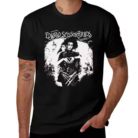 Edward Scissorhands Aesthetic T-Shirt Worker Basic Short Sleeve Tee