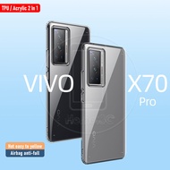 Vivo X70 / X70 Pro / X70 Pro Plus Casing Transparent Acrylic Hard Case Airbag Protective Phone Case Cover