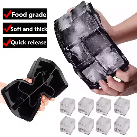 4/6/8 Grid Silicone Ice Cube Tray Big Ice Cube Mold Square Ice Cube Maker Food Grade Reusable Ice Cu