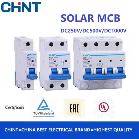 CHINT 1P 2P 4P DC250V DC500V DC1000V NB1-63DC Solar Energy Photovoltaic DC Mini Circuit Breaker MCB